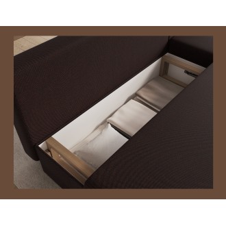 Canapé d'angle Marron foncé 3 places convertible avec rangement 206x90x146cm GINA 