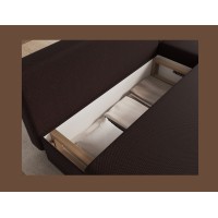 Canapé d'angle Marron foncé 3 places convertible avec rangement 206x90x146cm GINA 