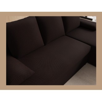 Canapé d'angle Marron foncé 3 places convertible avec rangement 206x90x146cm GINA 