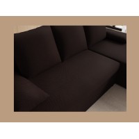 Canapé d'angle Marron foncé 3 places convertible avec rangement 206x90x146cm GINA 