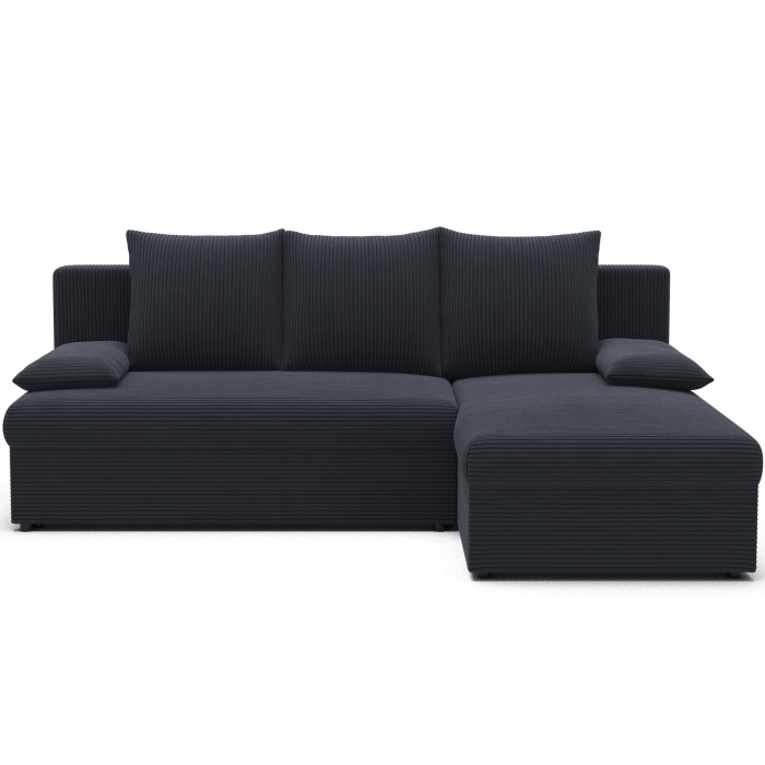 Canapé d'angle Gris foncé 3 places mousse T30 206x90x146cm GINA 