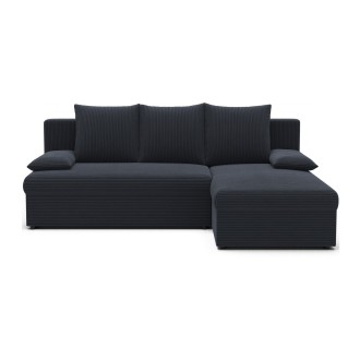 Canapé d'angle Gris foncé 3 places mousse T30 206x90x146cm GINA 