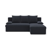Canapé d'angle Gris foncé 3 places mousse T30 206x90x146cm GINA 