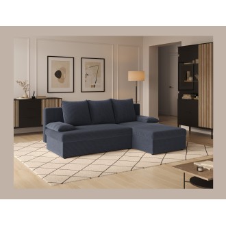 Canapé d'angle Gris foncé 3 places mousse T30 206x90x146cm GINA 