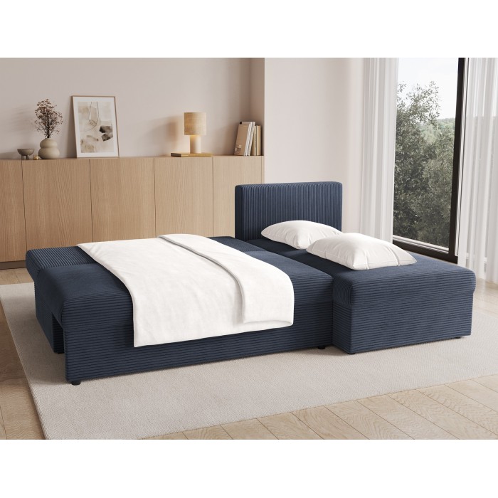 Canapé d'angle Gris foncé 3 places mousse T30 206x90x146cm GINA 