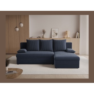 Canapé d'angle Gris foncé 3 places mousse T30 206x90x146cm GINA 