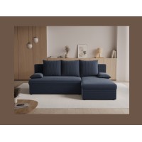 Canapé d'angle Gris foncé 3 places mousse T30 206x90x146cm GINA 