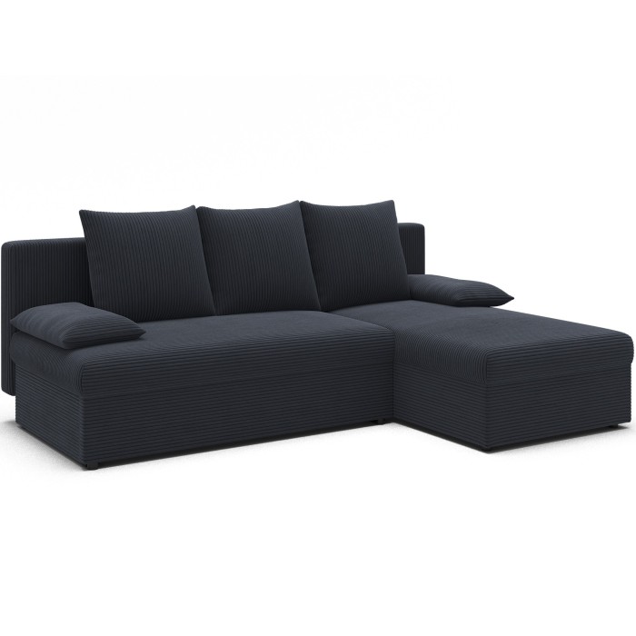 Canapé d'angle Gris foncé 3 places mousse T30 206x90x146cm GINA 