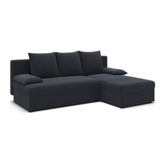 Canapé d'angle Gris foncé 3 places mousse T30 206x90x146cm GINA 