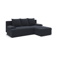 Canapé d'angle Gris foncé 3 places mousse T30 206x90x146cm GINA 