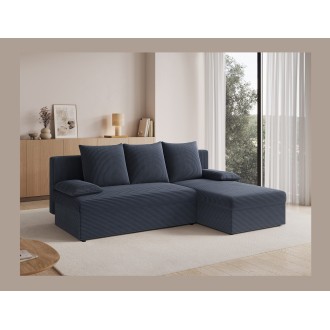 Canapé d'angle Gris foncé 3 places mousse T30 206x90x146cm GINA 