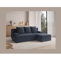 Canapé d'angle Gris foncé 3 places mousse T30 206x90x146cm GINA 