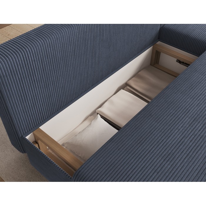 Canapé d'angle Gris foncé 3 places mousse T30 206x90x146cm GINA 
