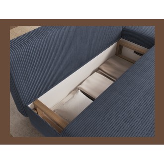 Canapé d'angle Gris foncé 3 places mousse T30 206x90x146cm GINA 