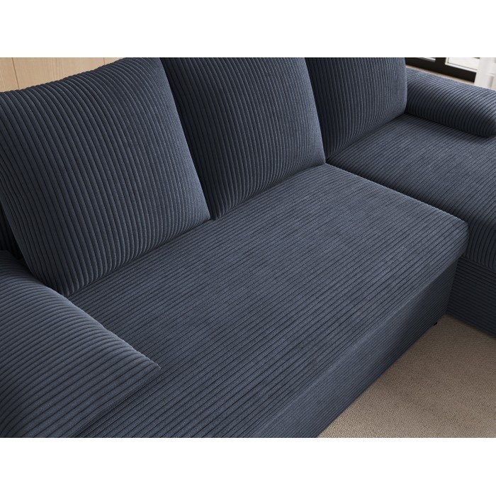 Canapé d'angle Gris foncé 3 places mousse T30 206x90x146cm GINA 