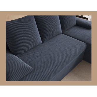 Canapé d'angle Gris foncé 3 places mousse T30 206x90x146cm GINA 