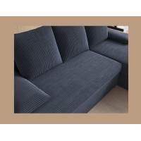 Canapé d'angle Gris foncé 3 places mousse T30 206x90x146cm GINA 
