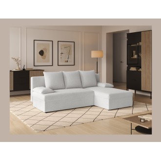 Canapé d'angle Blanc 3 places petit espace 206x90x146cm GINA 