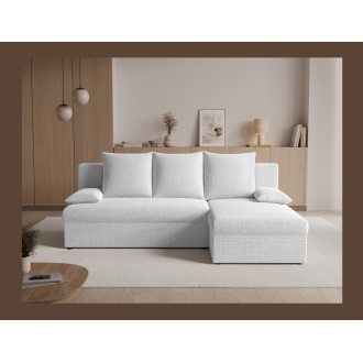 Canapé d'angle Blanc 3 places petit espace 206x90x146cm GINA 