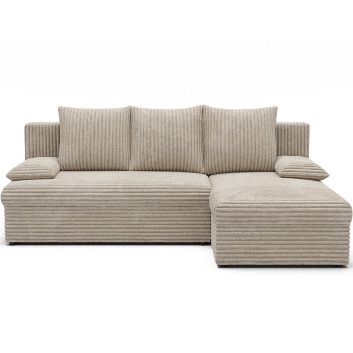 Canapé d'angle Beige clair 3 places coffre à literie 206x90x146cm GINA 