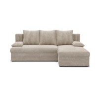 Canapé d'angle Beige clair 3 places coffre à literie 206x90x146cm GINA 
