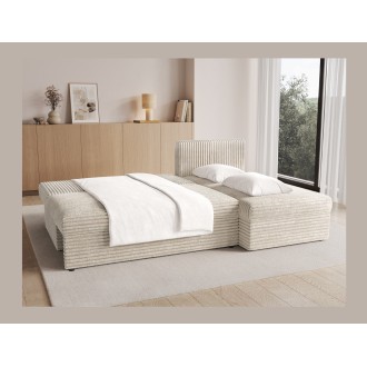 Canapé d'angle Beige clair 3 places coffre à literie 206x90x146cm GINA 
