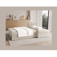 Canapé d'angle Beige clair 3 places coffre à literie 206x90x146cm GINA 