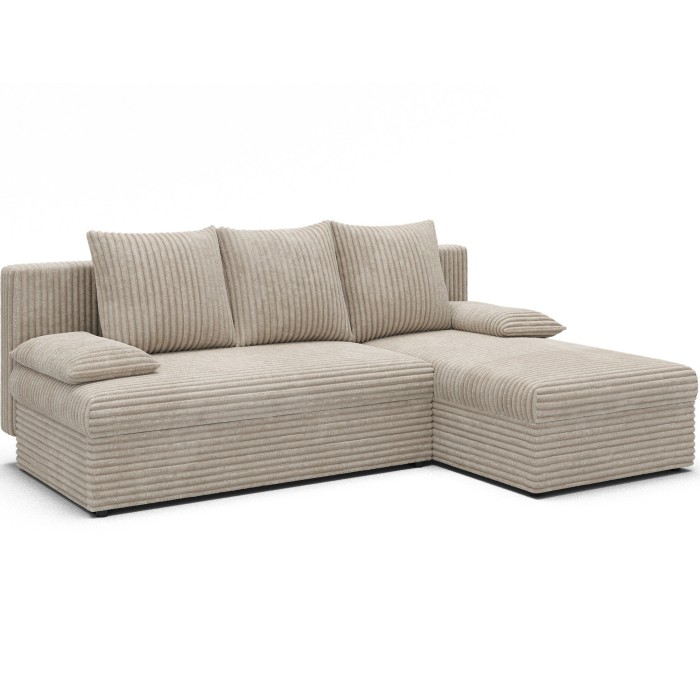 Canapé d'angle Beige clair 3 places coffre à literie 206x90x146cm GINA 