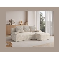 Canapé d'angle Beige clair 3 places coffre à literie 206x90x146cm GINA 