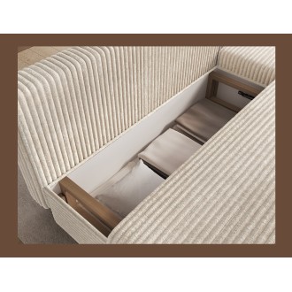 Canapé d'angle Beige clair 3 places coffre à literie 206x90x146cm GINA 