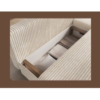 Canapé d'angle Beige clair 3 places coffre à literie 206x90x146cm GINA 