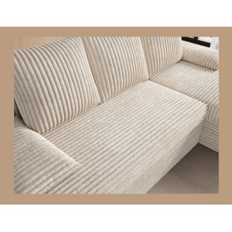 Canapé d'angle Beige clair 3 places coffre à literie 206x90x146cm GINA 