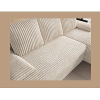Canapé d'angle Beige clair 3 places coffre à literie 206x90x146cm GINA 