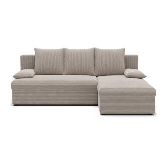 Canapé d'angle Beige 3 places méridienne compacte 206x90x146cm GINA 