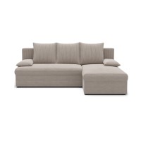 Canapé d'angle Beige 3 places méridienne compacte 206x90x146cm GINA 
