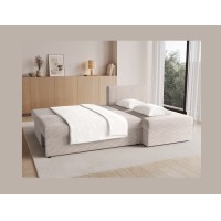 Canapé d'angle Beige 3 places méridienne compacte 206x90x146cm GINA 