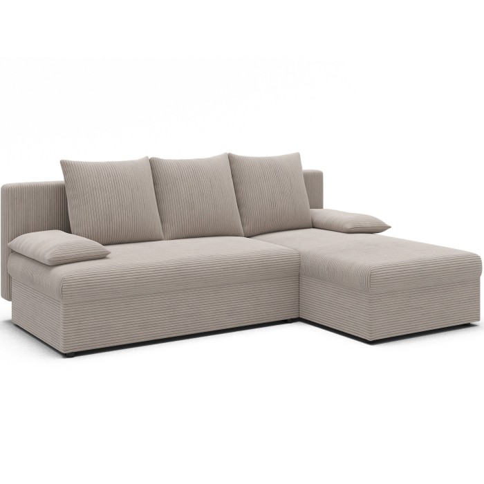 Canapé d'angle Beige 3 places méridienne compacte 206x90x146cm GINA 