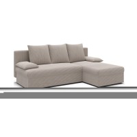 Canapé d'angle Beige 3 places méridienne compacte 206x90x146cm GINA 