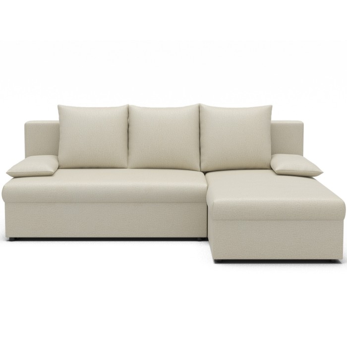 Canapé d'angle Beige 3 places convertible compact 206x90x146cm GINA 