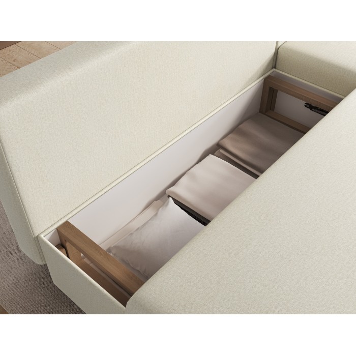 Canapé d'angle Beige 3 places convertible compact 206x90x146cm GINA 