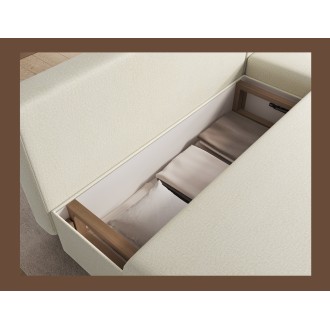 Canapé d'angle Beige 3 places convertible compact 206x90x146cm GINA 
