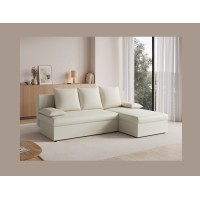 Canapé d'angle Beige 3 places convertible compact 206x90x146cm GINA 