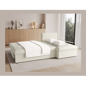 Canapé d'angle Beige 3 places convertible compact 206x90x146cm GINA 
