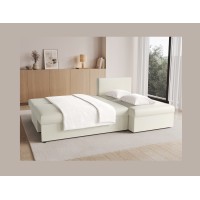 Canapé d'angle Beige 3 places convertible compact 206x90x146cm GINA 