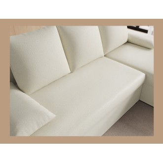 Canapé d'angle Beige 3 places convertible compact 206x90x146cm GINA 