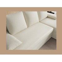 Canapé d'angle Beige 3 places convertible compact 206x90x146cm GINA 