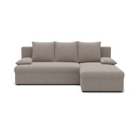 Canapé d'angle Beige 3 places angle adaptable 206x90x146cm GINA 