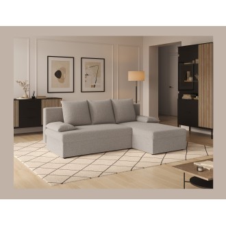 Canapé d'angle Beige 3 places angle adaptable 206x90x146cm GINA 