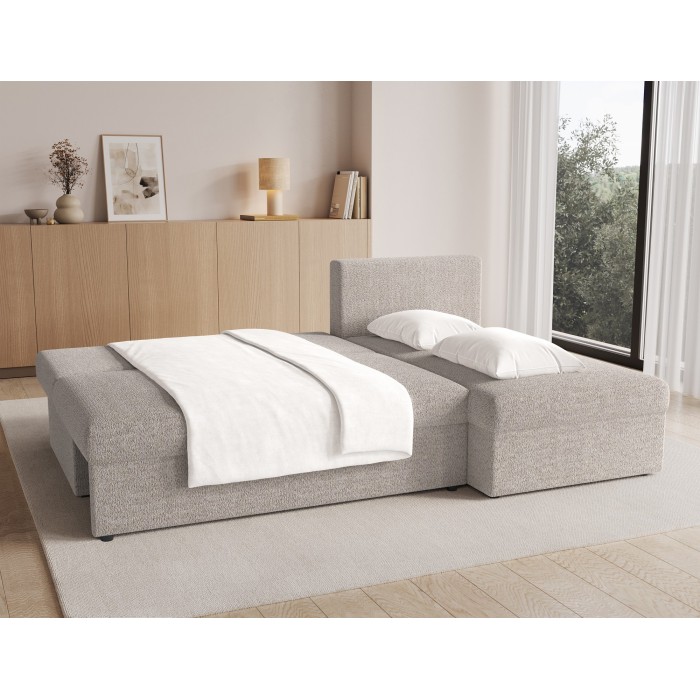 Canapé d'angle Beige 3 places angle adaptable 206x90x146cm GINA 