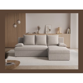 Canapé d'angle Beige 3 places angle adaptable 206x90x146cm GINA 